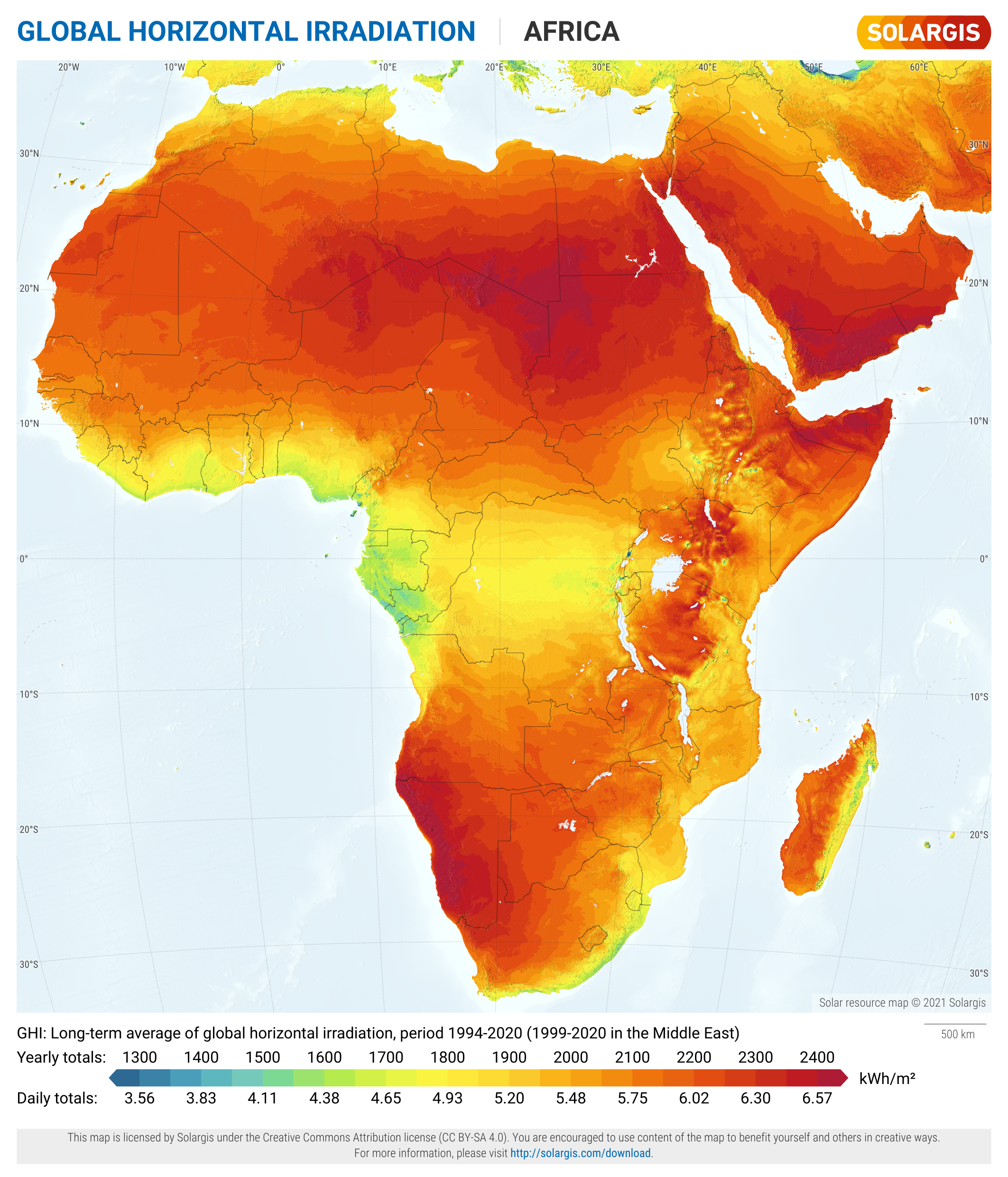 Solargis Africa GHI resource map preview; open Insights for the full legend and attribution